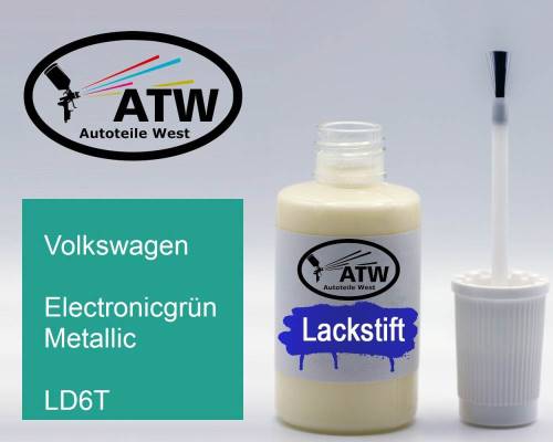 Volkswagen, Electronicgrün Metallic, LD6T: 20ml Lackstift, von ATW Autoteile West.